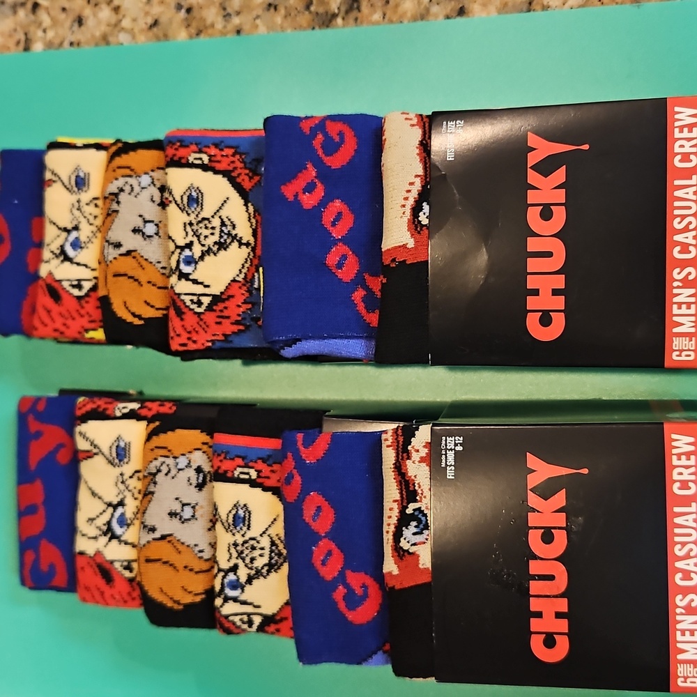 NWT- Chucky Good Guy Socks - Multicolor-6pack X Two Packs